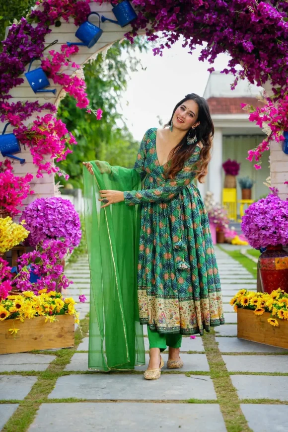 Avantika Green Angrakha Suit Set - Image 7
