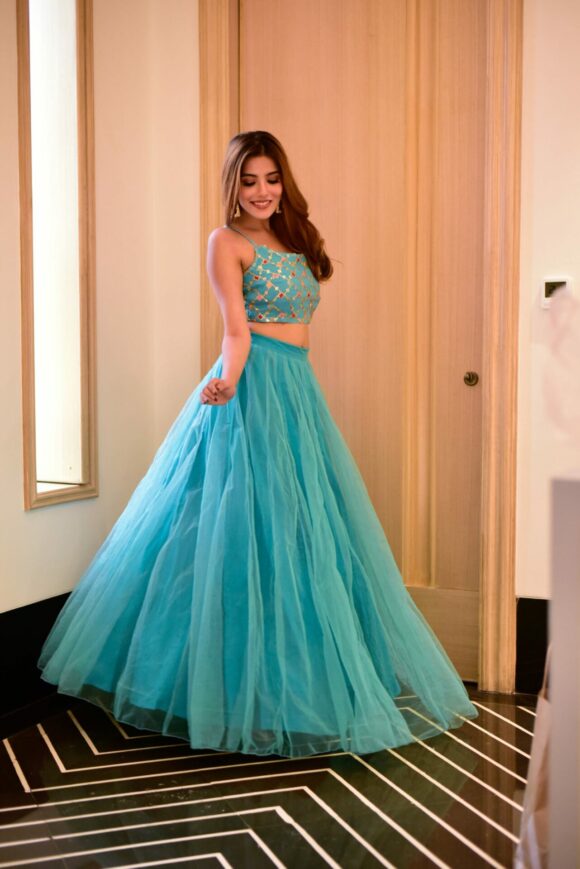 Lilly blue croptop skirt set - Image 4