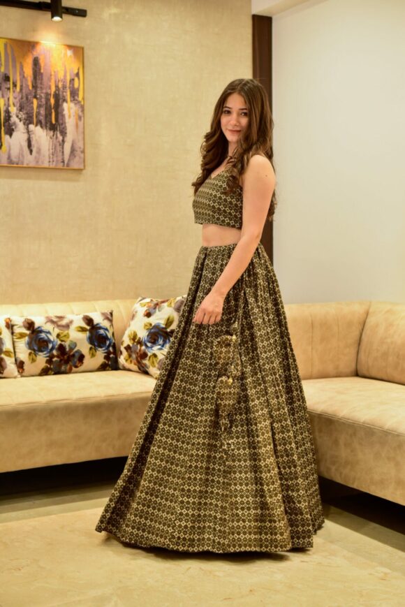 Niladri brown croptop skirt set - Image 3