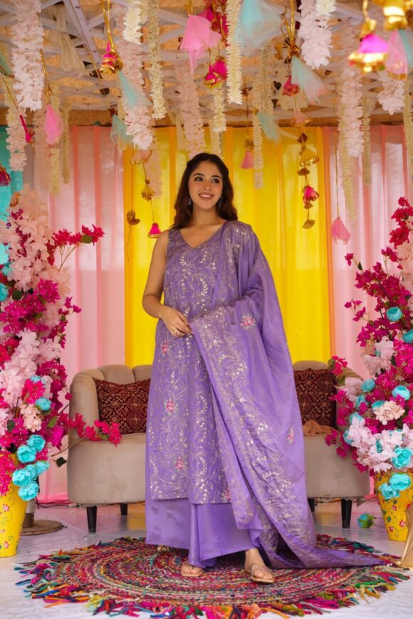 Regal Purple Straight Suit Set - Image 3