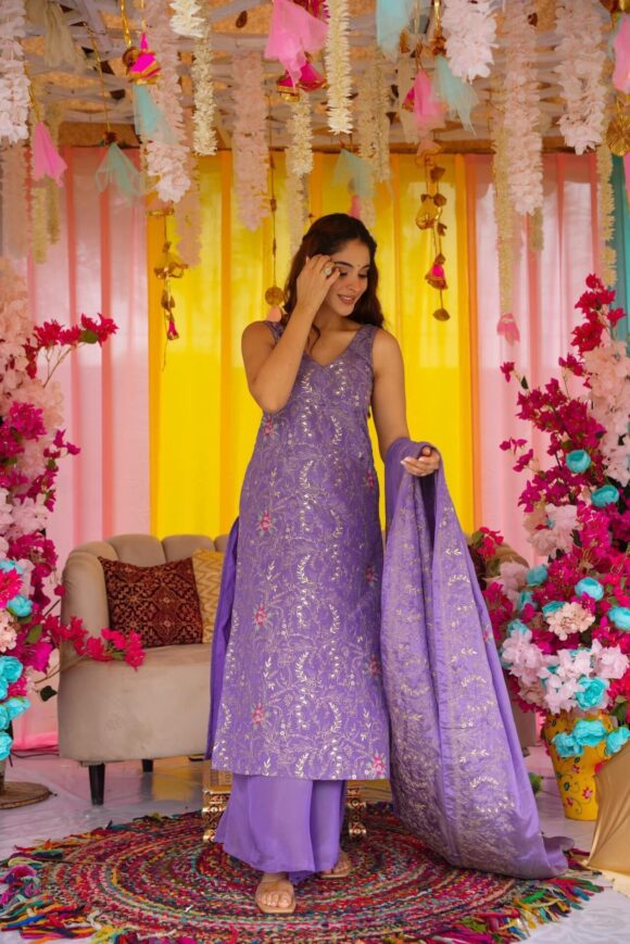 Regal Purple Straight Suit Set - Image 4