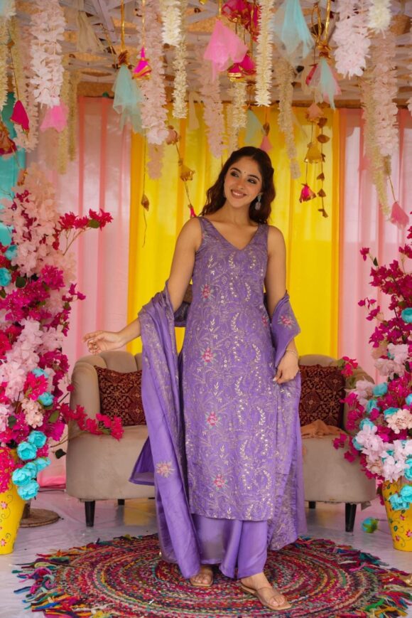 Regal Purple Straight Suit Set - Image 5