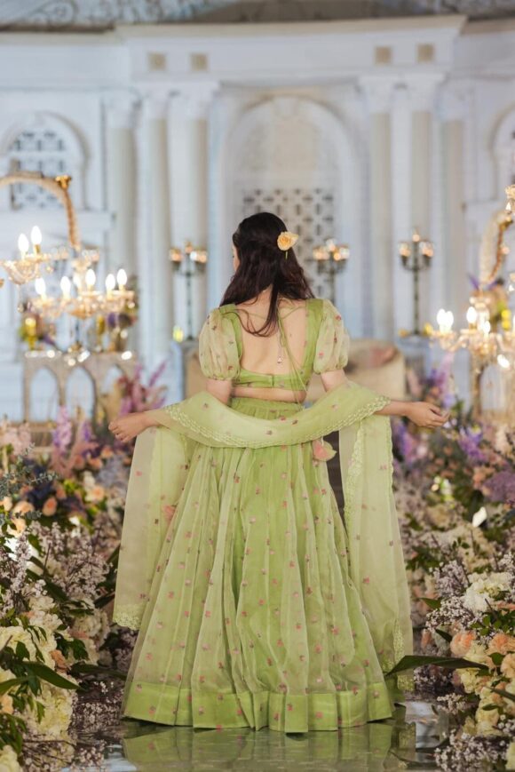 Azael green ORGANZA LEHENGA SET - Image 5