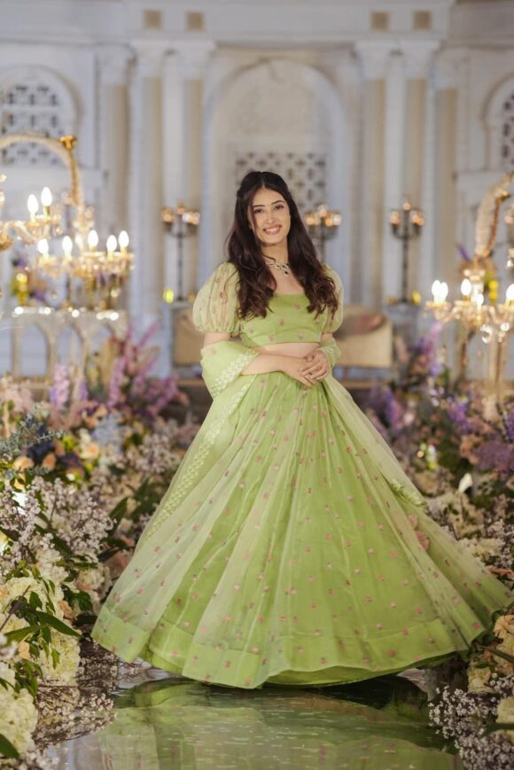 Azael green ORGANZA LEHENGA SET - Image 6