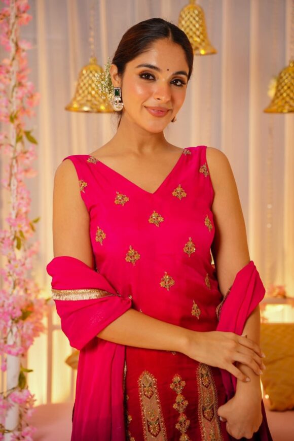 Pratyusha bright straight suit set - Image 2