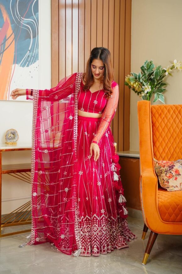 Parisha pink net lehenga choli set - Image 2