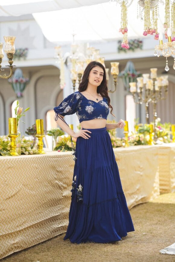 Marshall blue crepe Croptop-skirt - Image 7