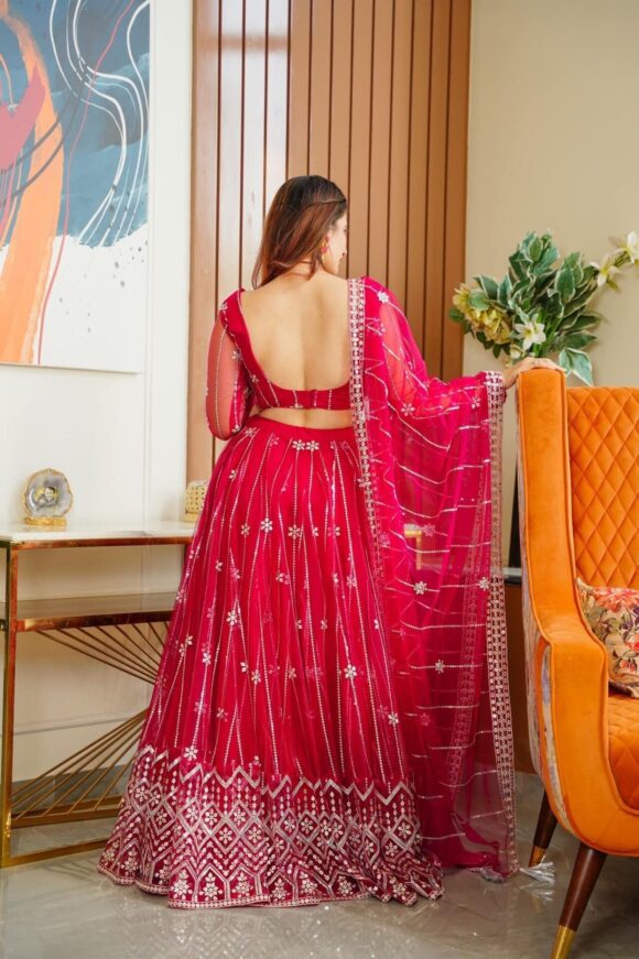 Parisha pink net lehenga choli set - Image 6