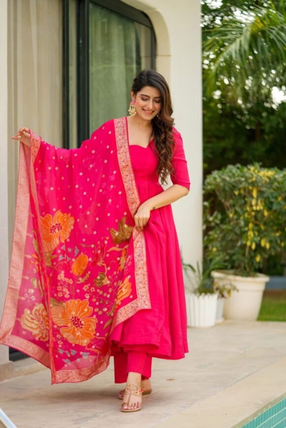 Ekantha pink silk suit set - Image 6