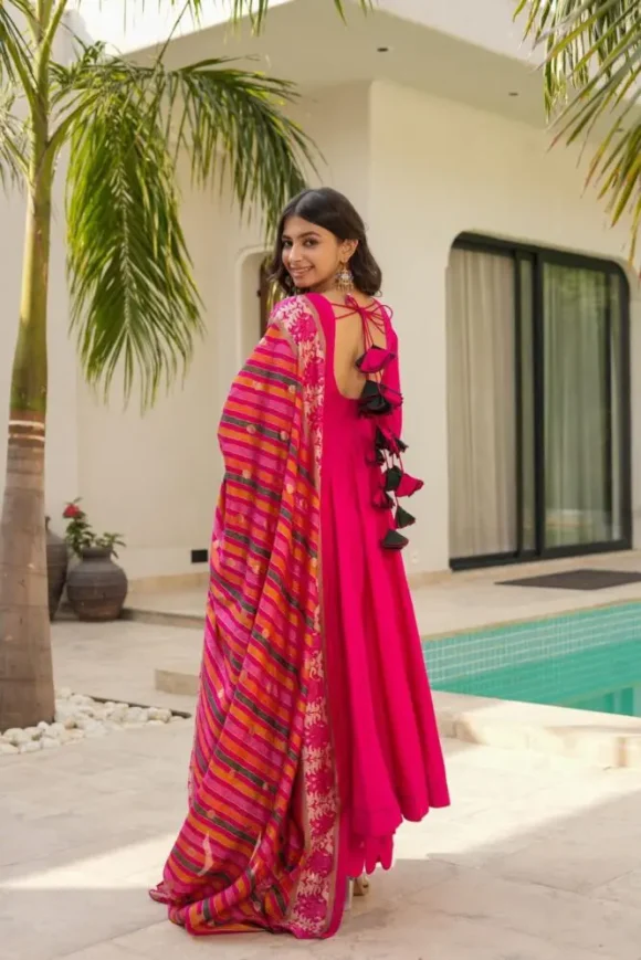 Radiant Pink Muslin Suit Set - Image 2