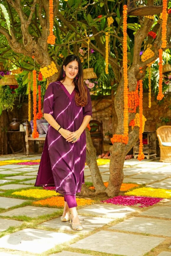 Purple strips kurta set - Image 4
