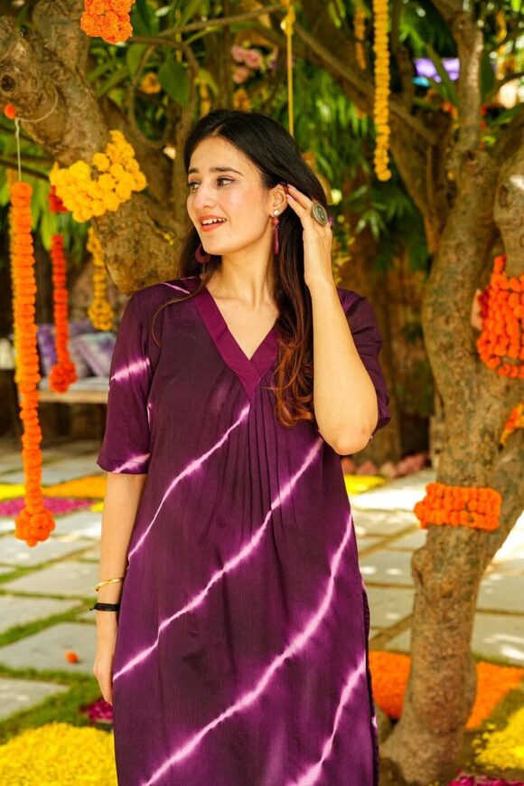 Purple strips kurta set - Image 5