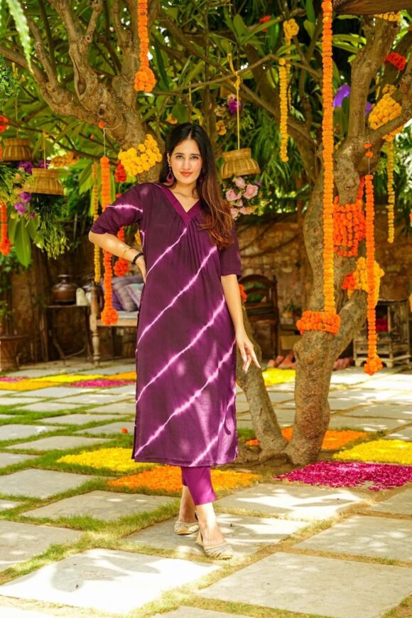 Purple strips kurta set - Image 7