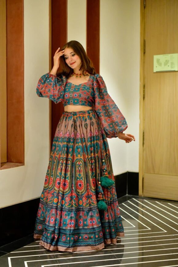 Suhani multicolor chanderi lehenga choli set - Image 2