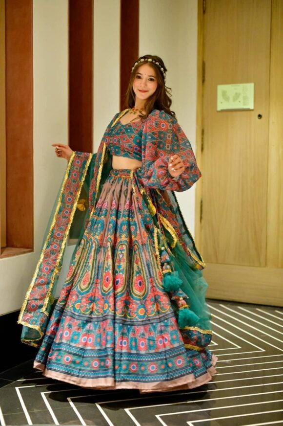 Suhani multicolor chanderi lehenga choli set - Image 4