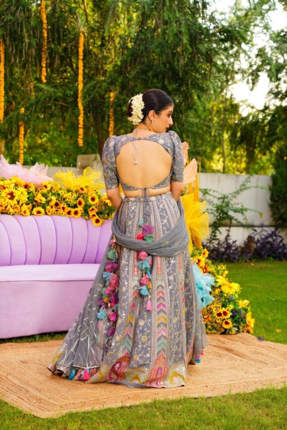 Smokey grey lehenga choli set - Image 5