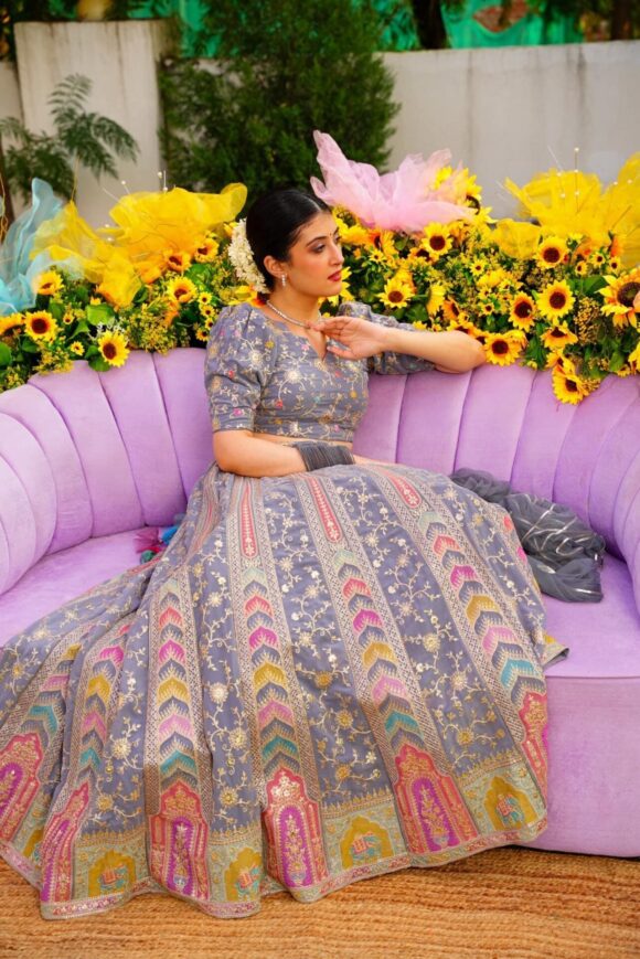 Smokey grey lehenga choli set - Image 3