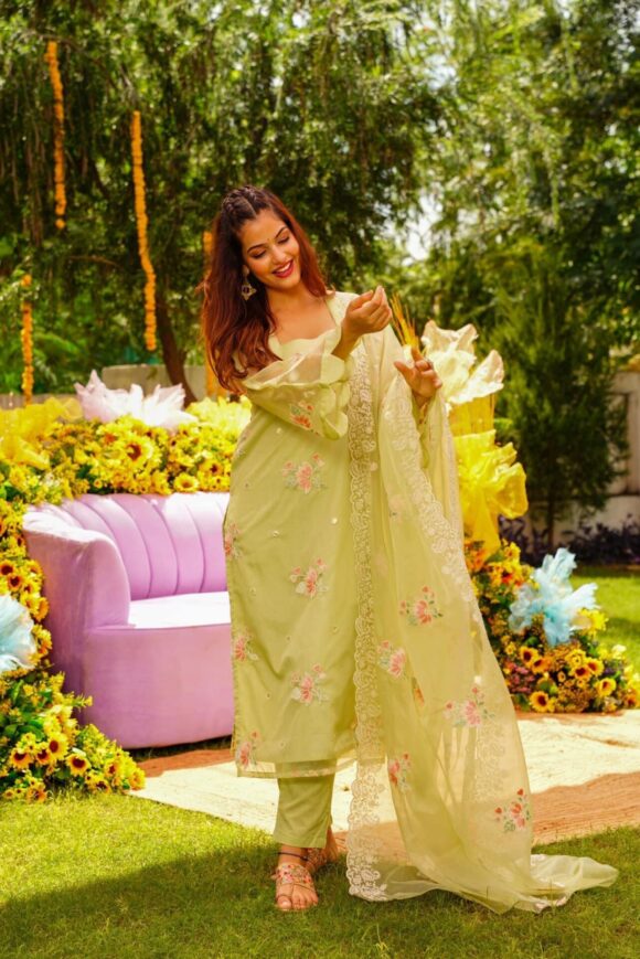 VERDANT FLORAL ORGANZA SUIT SET - Image 2