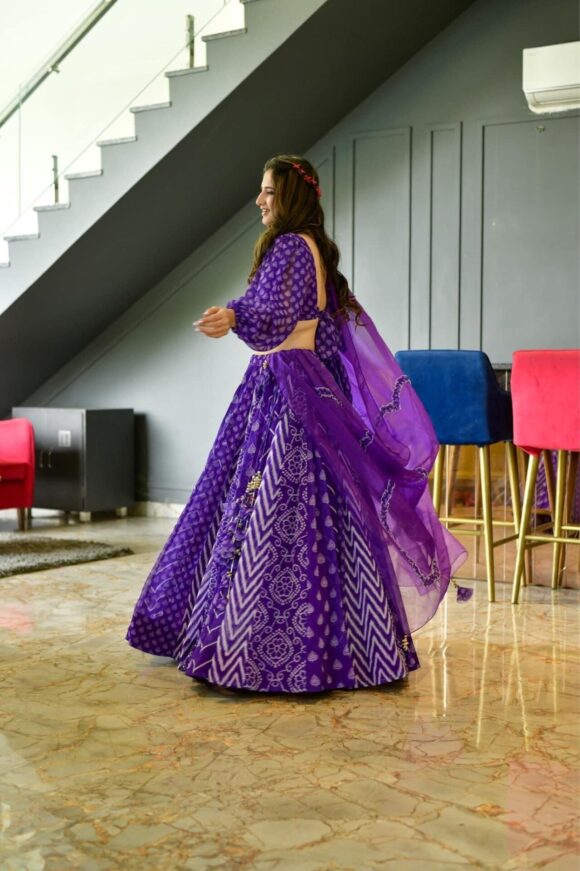 Purple georgette lehenga choli set - Image 4