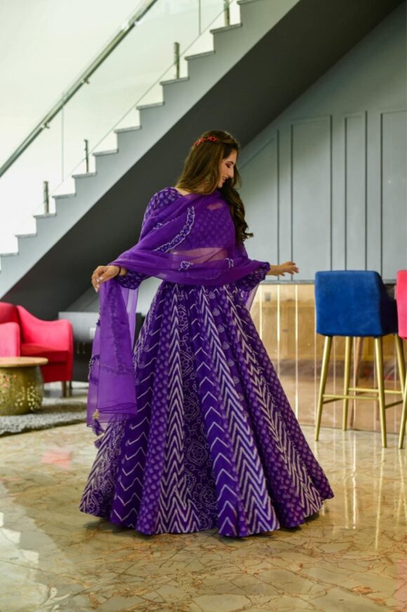 Purple georgette lehenga choli set - Image 5