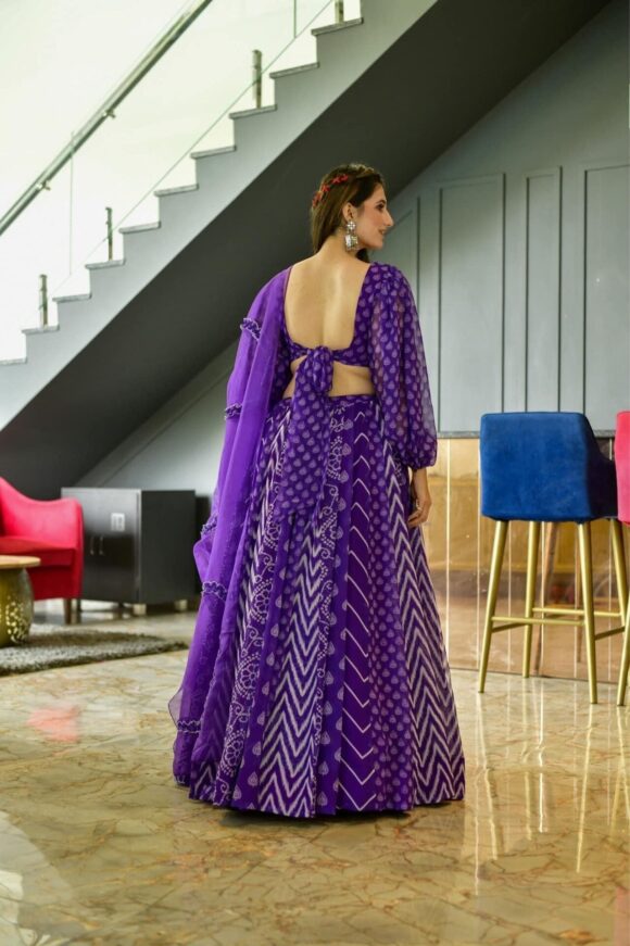 Purple georgette lehenga choli set - Image 7