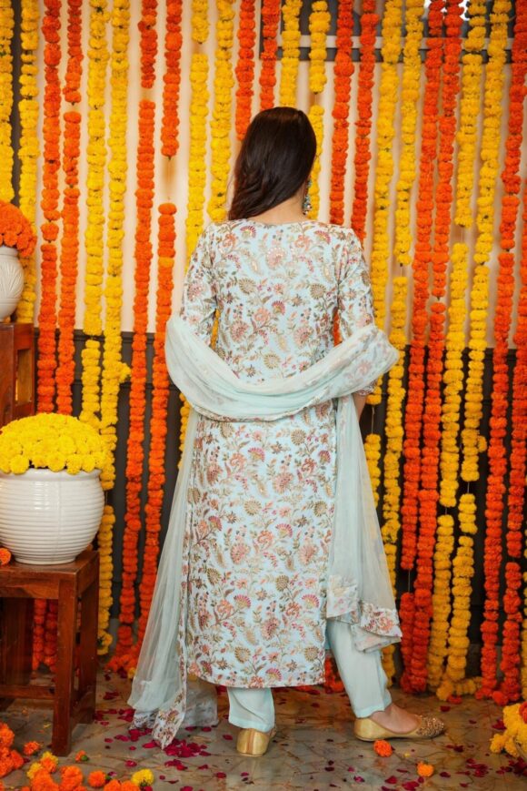 Pristine embroidered georgette straight fit - Image 7