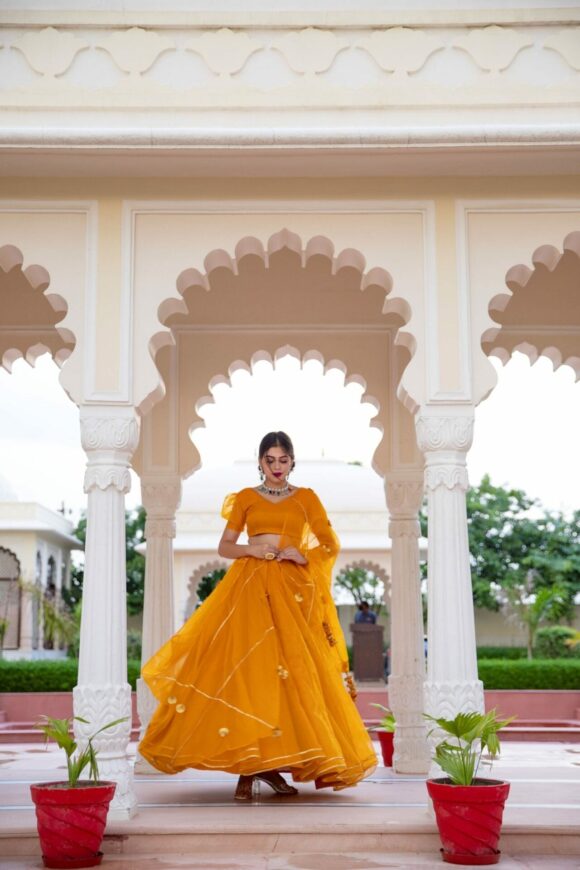 ORGANZA PUFF SLEEVES LEHENGA - Image 3