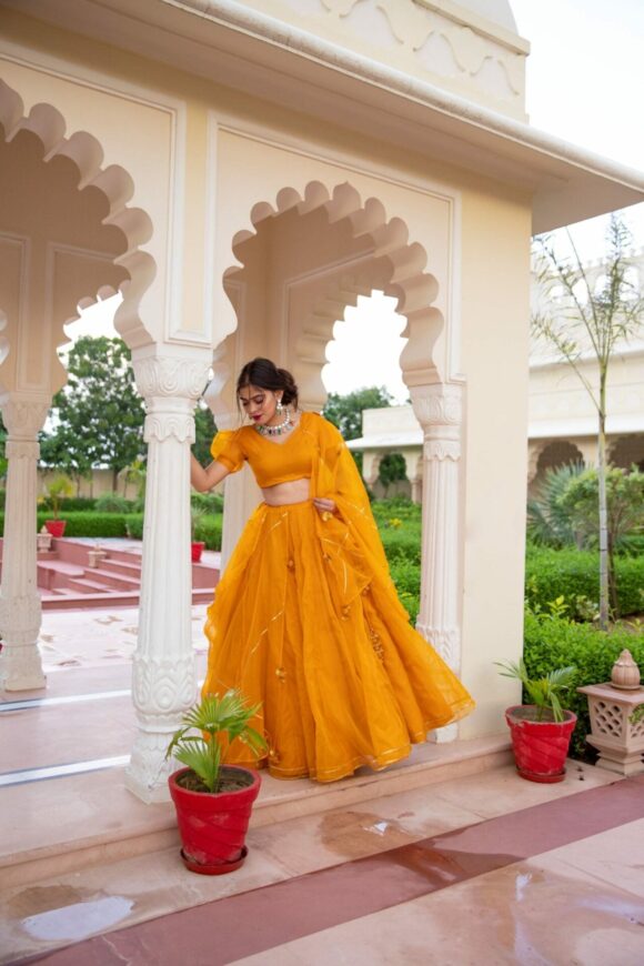 ORGANZA PUFF SLEEVES LEHENGA - Image 4