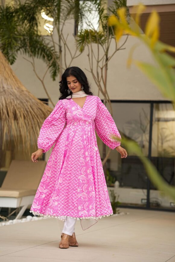 Ocean pink cotton suit set - Image 2