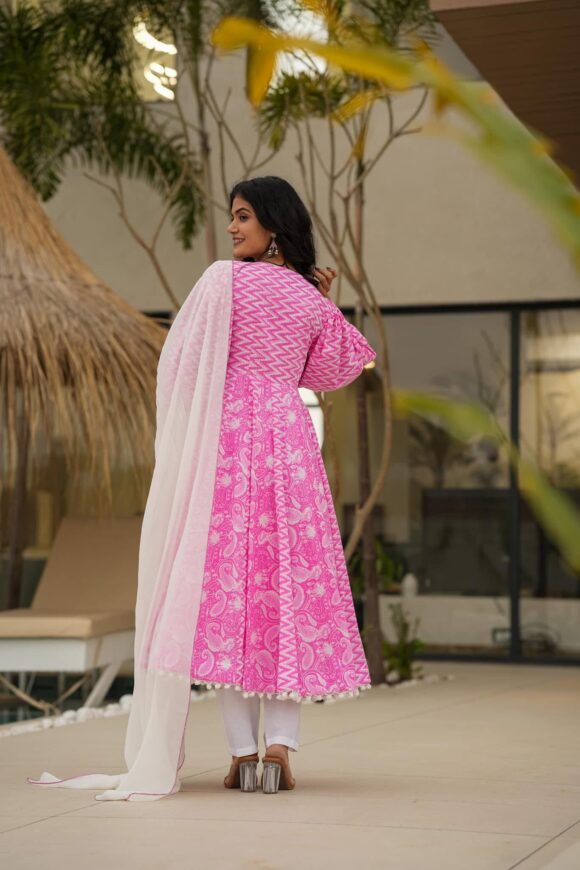 Ocean pink cotton suit set - Image 5