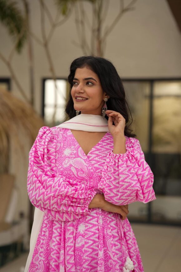 Ocean pink cotton suit set - Image 6