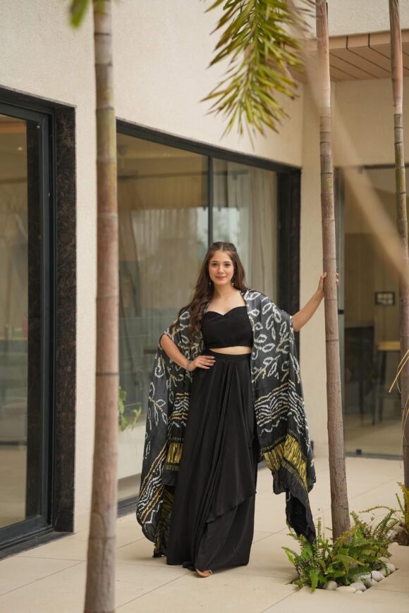 Raven black crepe shrug set - Image 2
