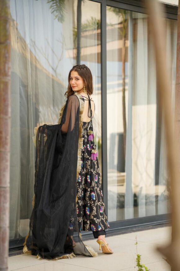 noir new black silk suit set - Image 2