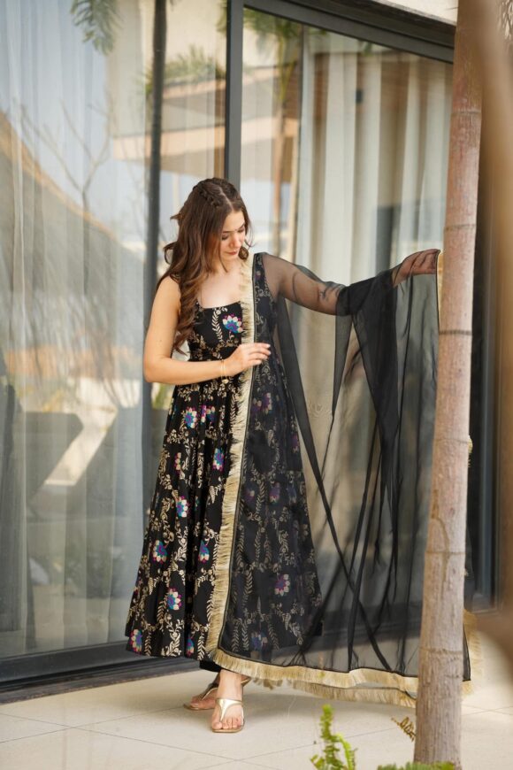 noir new black silk suit set - Image 3