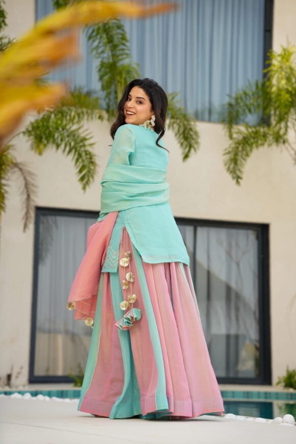 Cloudy Marshmallow cosmos kurta palazzo set - Image 2