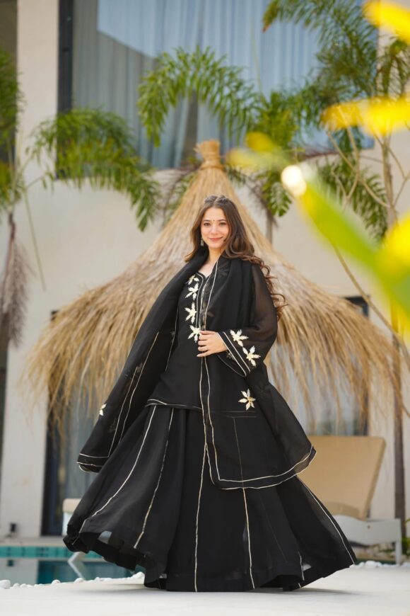 Heavenly Black kurta palazzo set - Image 4