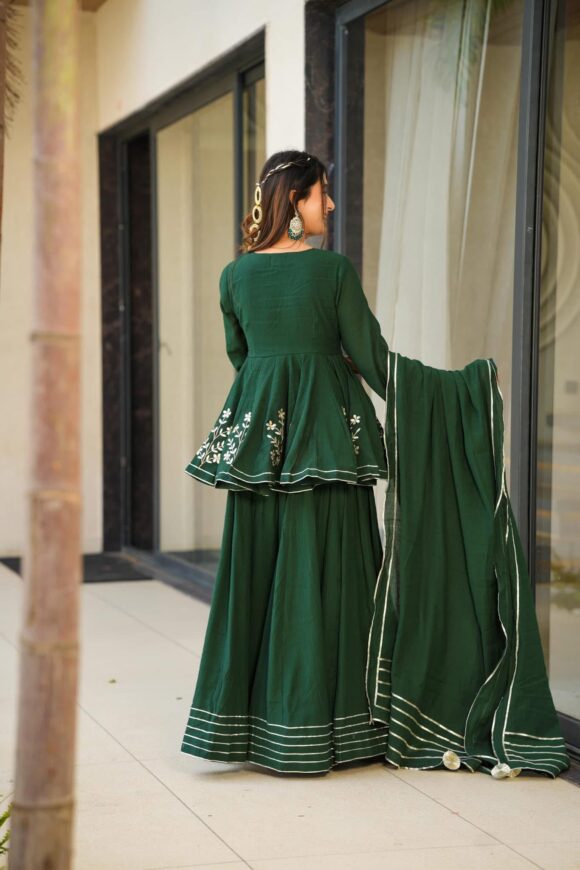 Bottle Green cosmos sharara set - Image 5