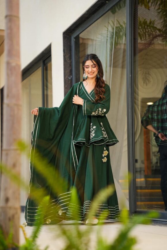 Bottle Green cosmos sharara set - Image 6