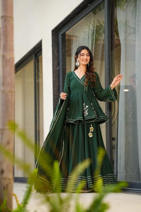 Bottle Green cosmos sharara set - Image 7