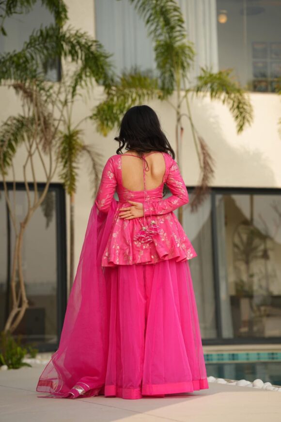 Leona lace pink silk set - Image 7