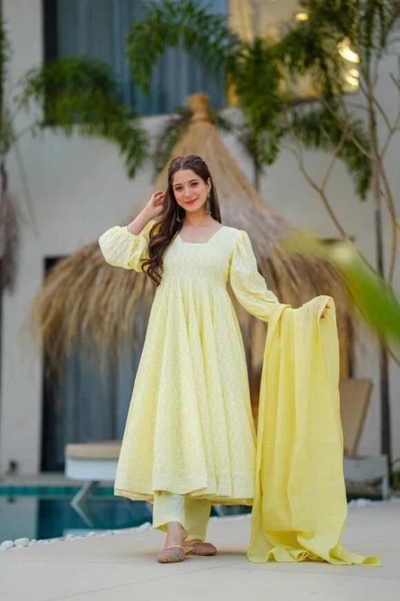 Mable lime cotton suit set