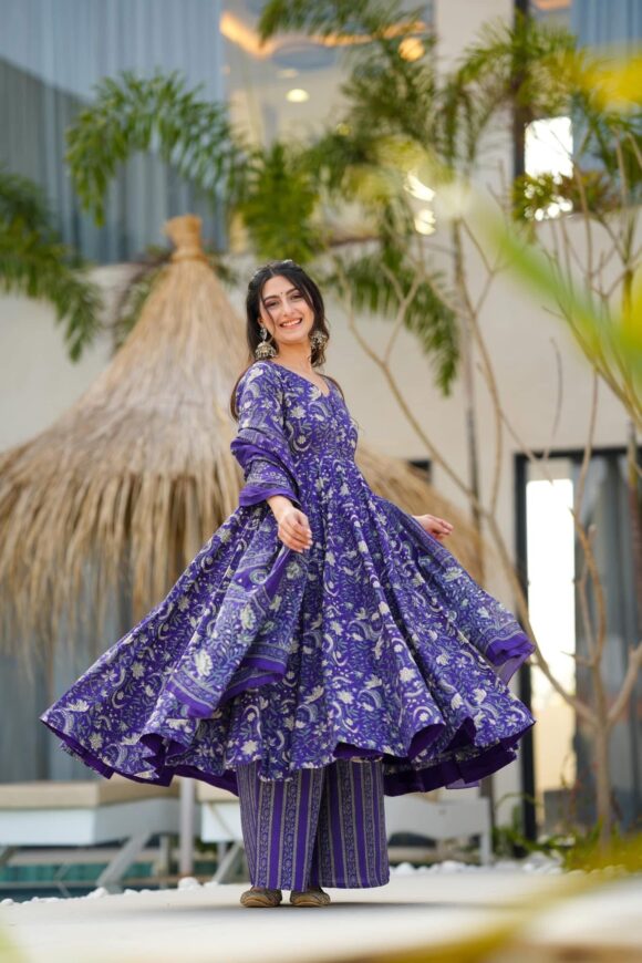 Mae purple cotton suit set - Image 3