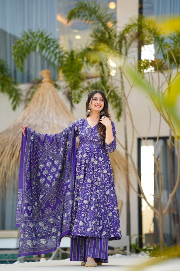 Mae purple cotton suit set - Image 5