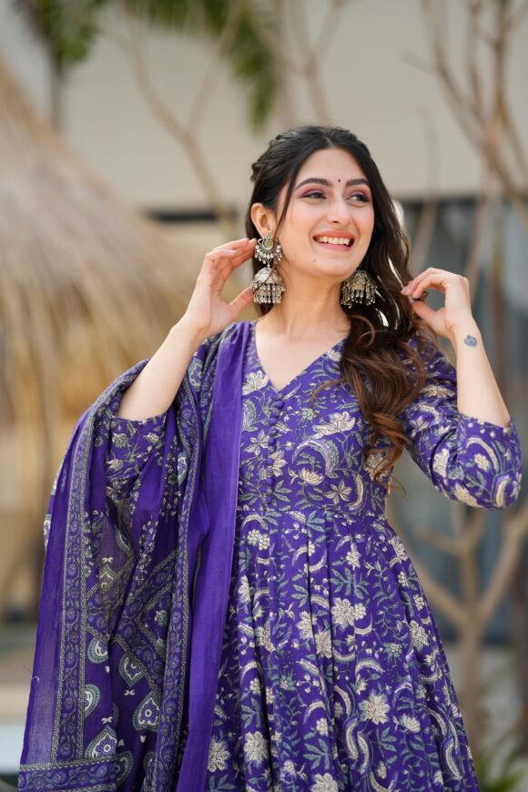Mae purple cotton suit set - Image 7