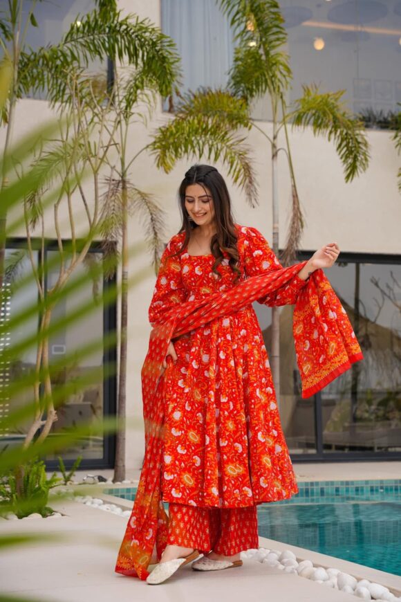 Autumn Radiance Orange Suit Set - Image 3