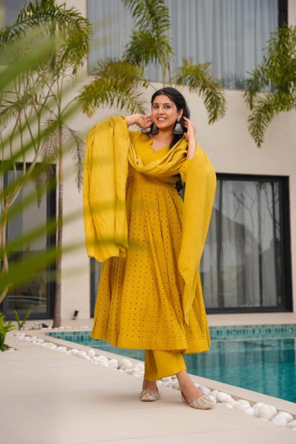 Honey Drizzle Mustard Suit Set - Image 3