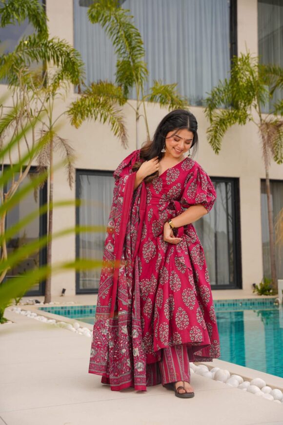 Burgundy Enchant Cotton Suit Set - Image 3