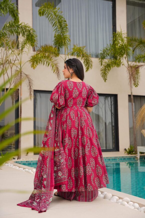 Burgundy Enchant Cotton Suit Set - Image 4