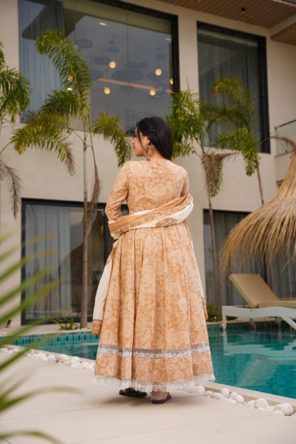 Dewdrop Beige Cotton Suit Set - Image 5